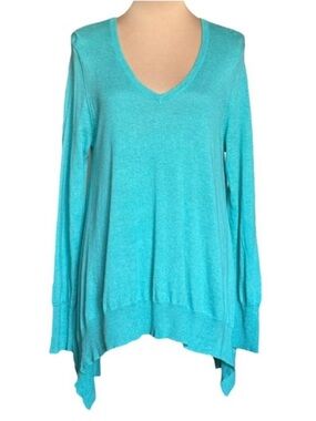 NWOT Acrobat Relaxed Asymmetric Sweater Sz L Cotton Silk Blend Coastal Preppy